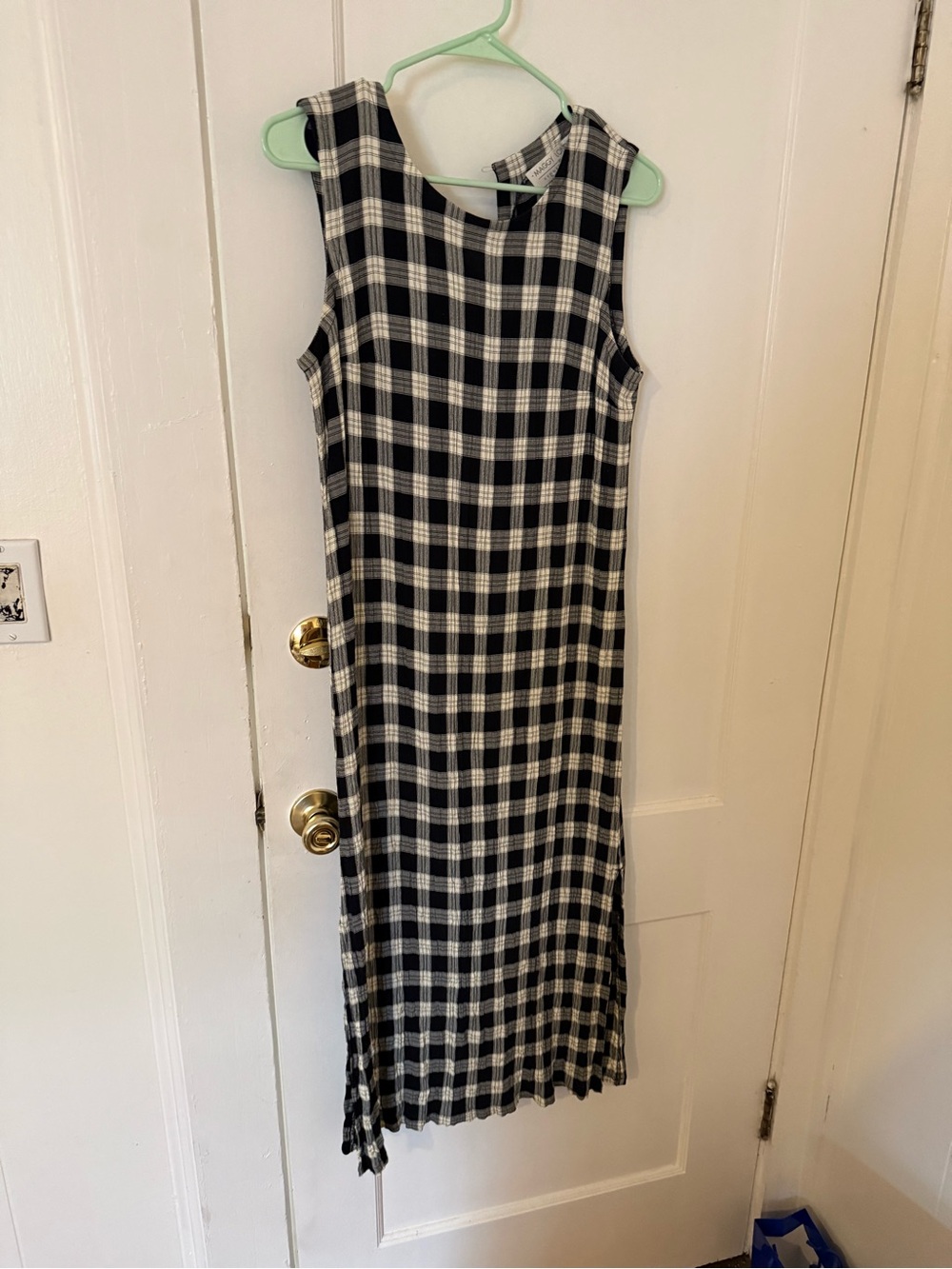 Maggy London Black and White Plaid Sleeveless Maxi Dress
